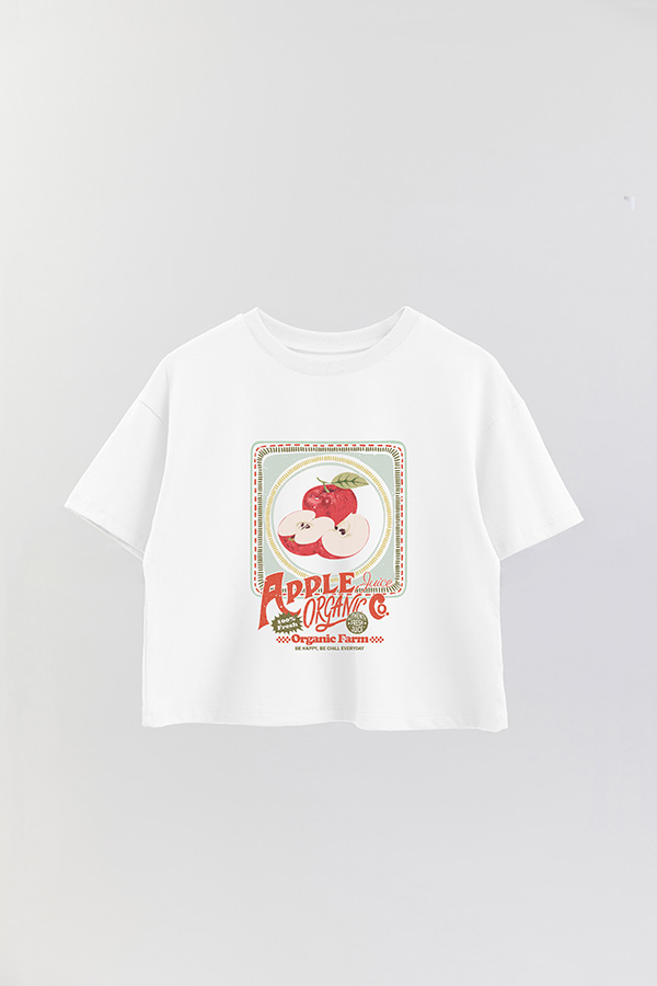 REMERA CROP ESTAMPADA APPLE PLATE