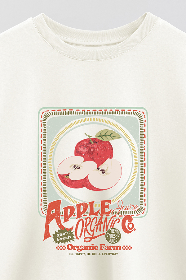 REMERA CROP ESTAMPADA APPLE PLATE