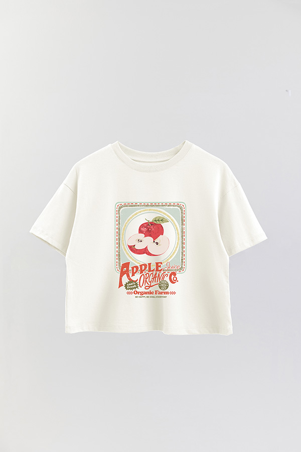 REMERA CROP ESTAMPADA APPLE PLATE