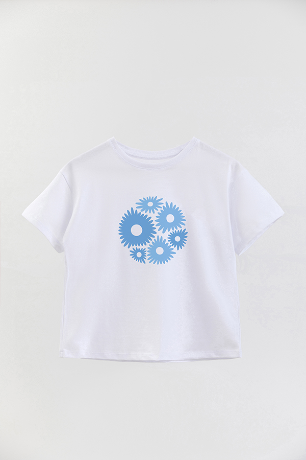 REMERA GIRL OVER BOHO BLUE FLOWERS