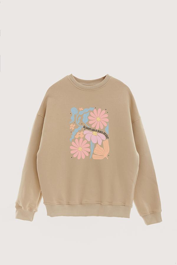 BUZO CREWNECK ESTAMPADO BOHO BLOOM WILD BURN BRIGHT