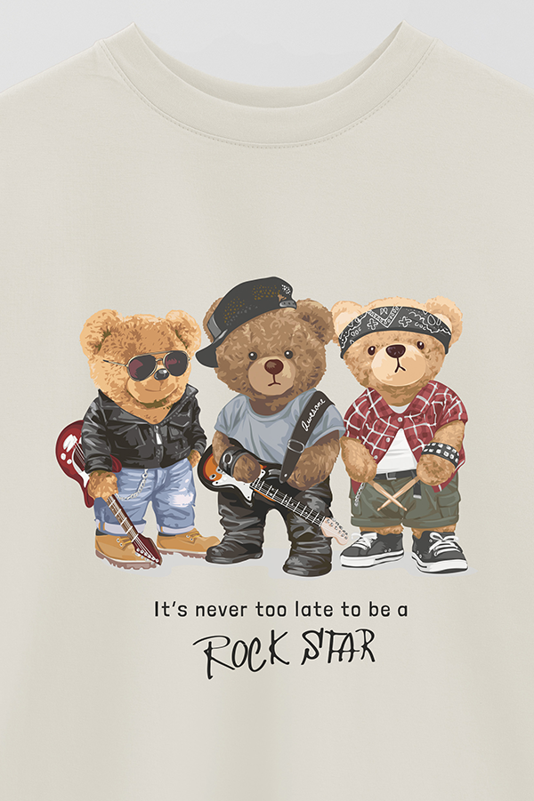 REMERA OVER ESTAMPADA UNISEX TEDDY ROCK STAR