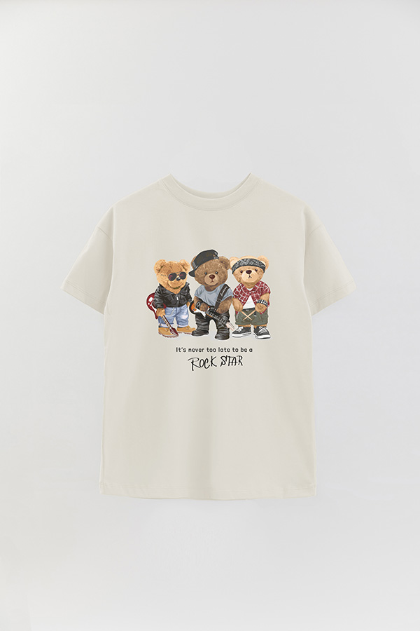 REMERA OVER ESTAMPADA UNISEX TEDDY ROCK STAR