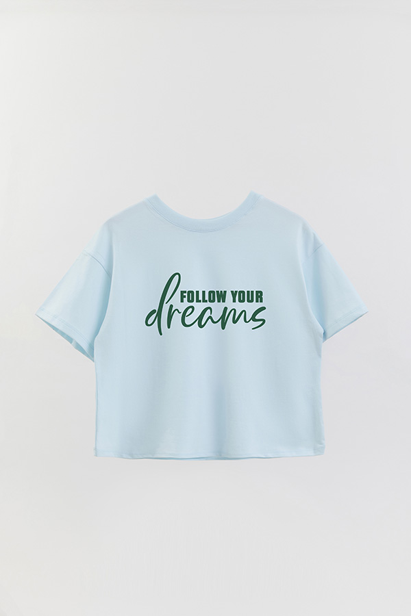 REMERA CROP ESTAMPADA GR FOLLOW YOUR DREAMS
