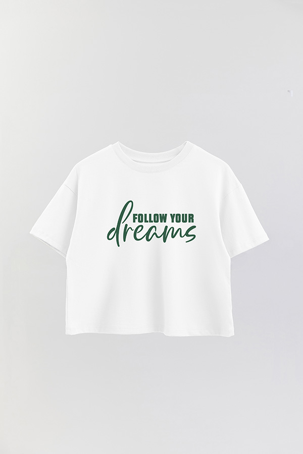 REMERA CROP ESTAMPADA GR FOLLOW YOUR DREAMS