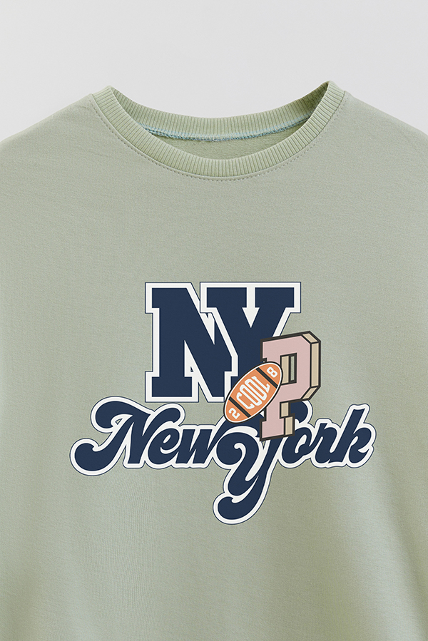 BUZO CREWNECK RUSTICO VARSITY GIRL NEW YORK