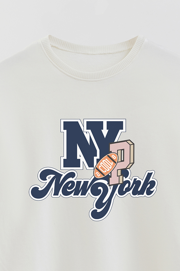BUZO CREWNECK RUSTICO VARSITY GIRL NEW YORK