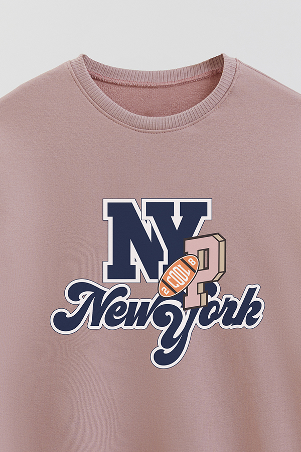 BUZO CREWNECK RUSTICO VARSITY GIRL NEW YORK
