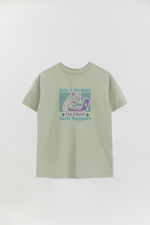 REMERA OVER ESTAMPADA CAT SUPPORT