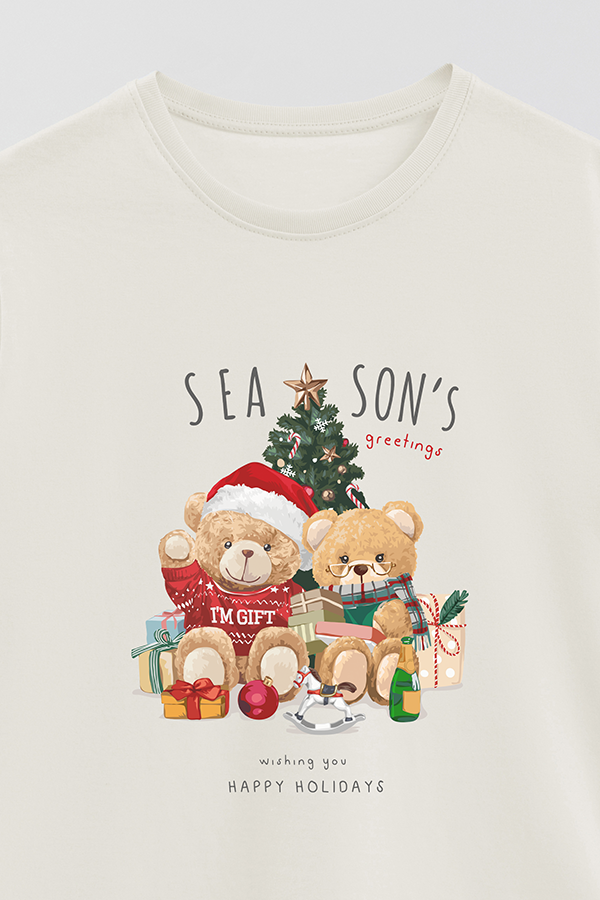REMERA BASICA ESTAMPADA CHRISTMAS SEASON'S GREETING