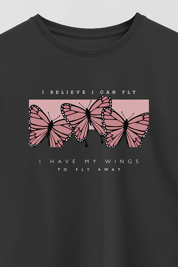 REMERA GIRL OVER I BELIEVE I CAN FLY