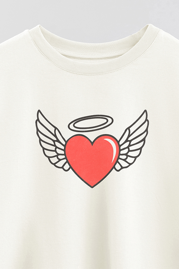 REMERA CROP ESTAMPADA FABULOUS VALENTINE HEART WING