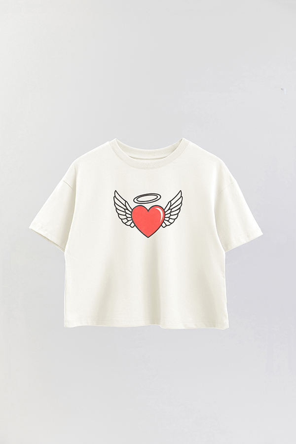 REMERA CROP ESTAMPADA FABULOUS VALENTINE HEART WING
