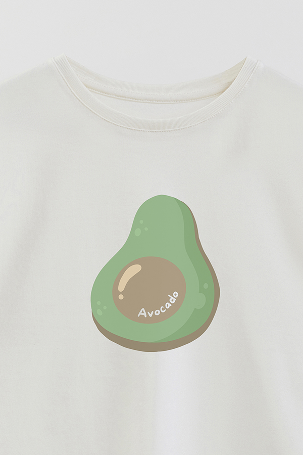 REMERA GIRL OVER FRUIT AVOCADO