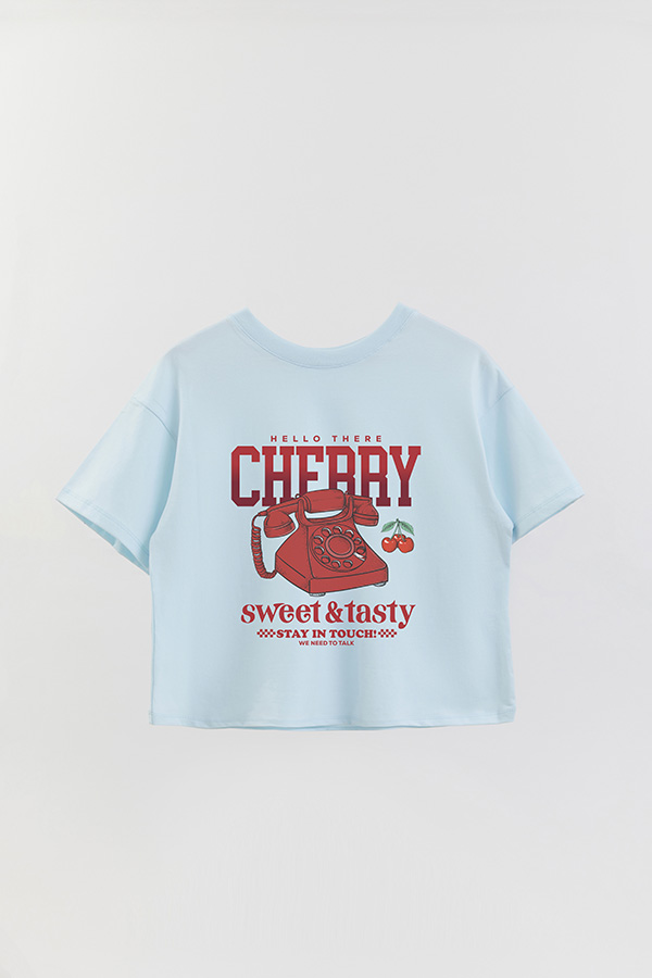 REMERA CROP ESTAMPADA CHERRY