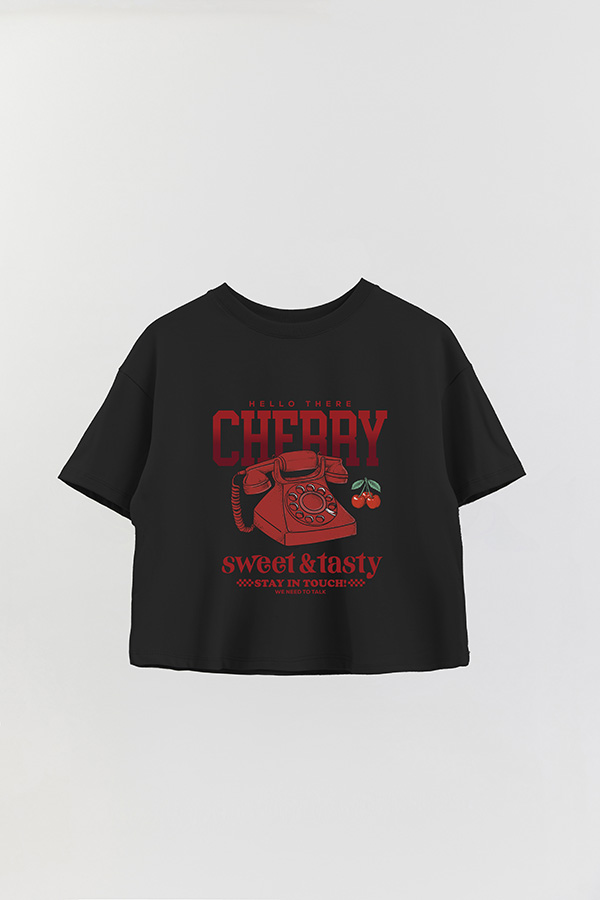 REMERA CROP ESTAMPADA CHERRY