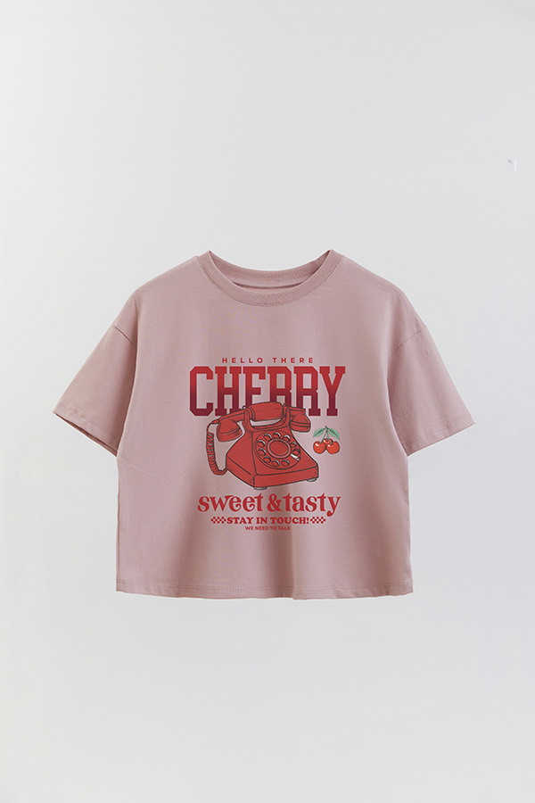REMERA CROP ESTAMPADA CHERRY