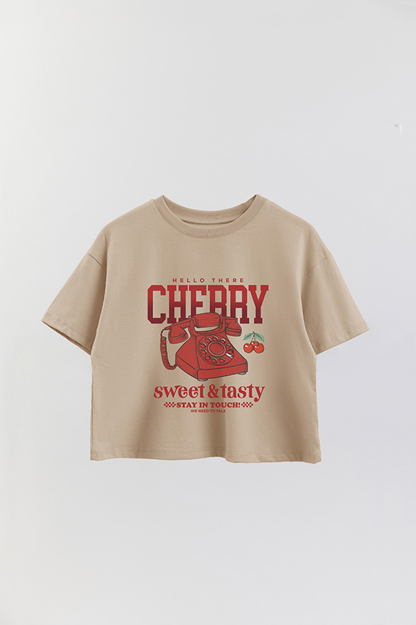 REMERA CROP ESTAMPADA CHERRY