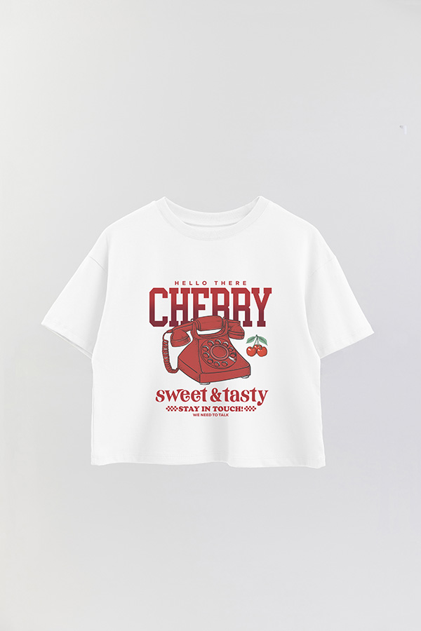 REMERA CROP ESTAMPADA CHERRY