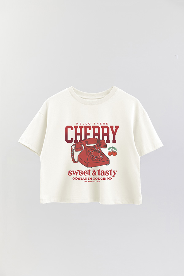 REMERA CROP ESTAMPADA CHERRY