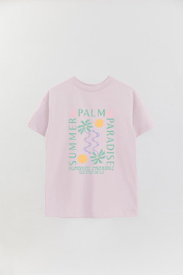 REMERA OVER ESTAMPADA PALM PARADISE