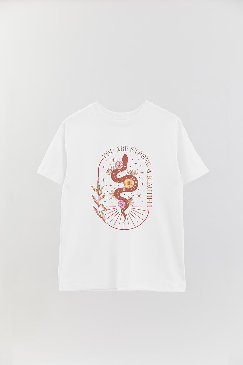 REMERA OVER ESTAMPADA MST YOU ARE STRONG AND BEAUTIFUL
