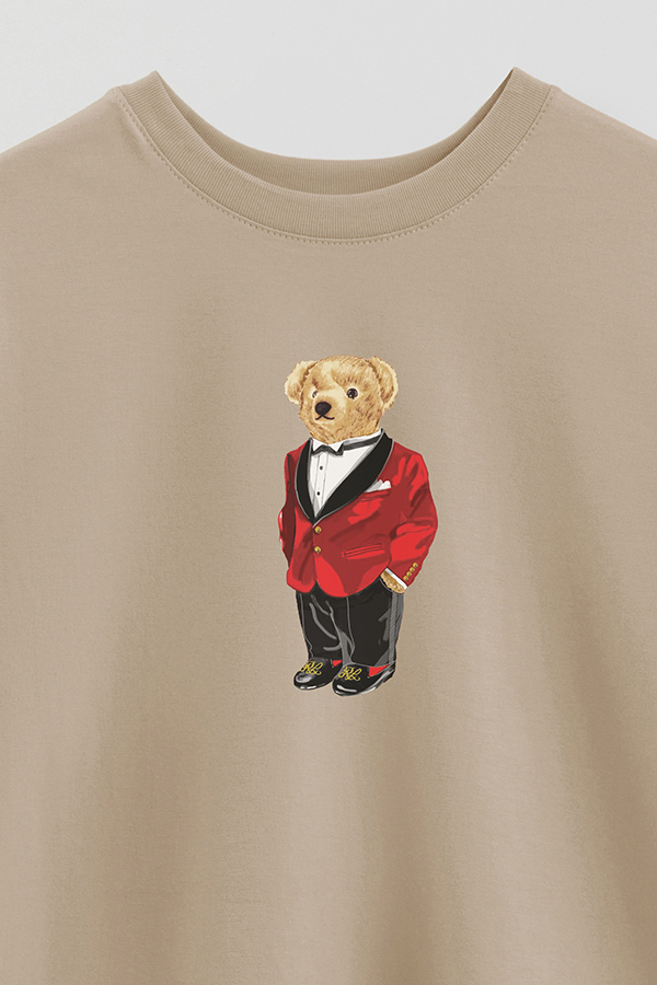 REMERA OVER ESTAMPADA UNISEX BEAR RED SUIT