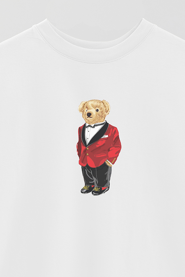 REMERA OVER ESTAMPADA UNISEX BEAR RED SUIT