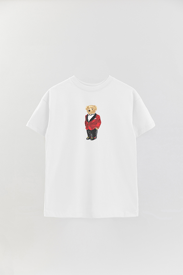 REMERA OVER ESTAMPADA UNISEX BEAR RED SUIT