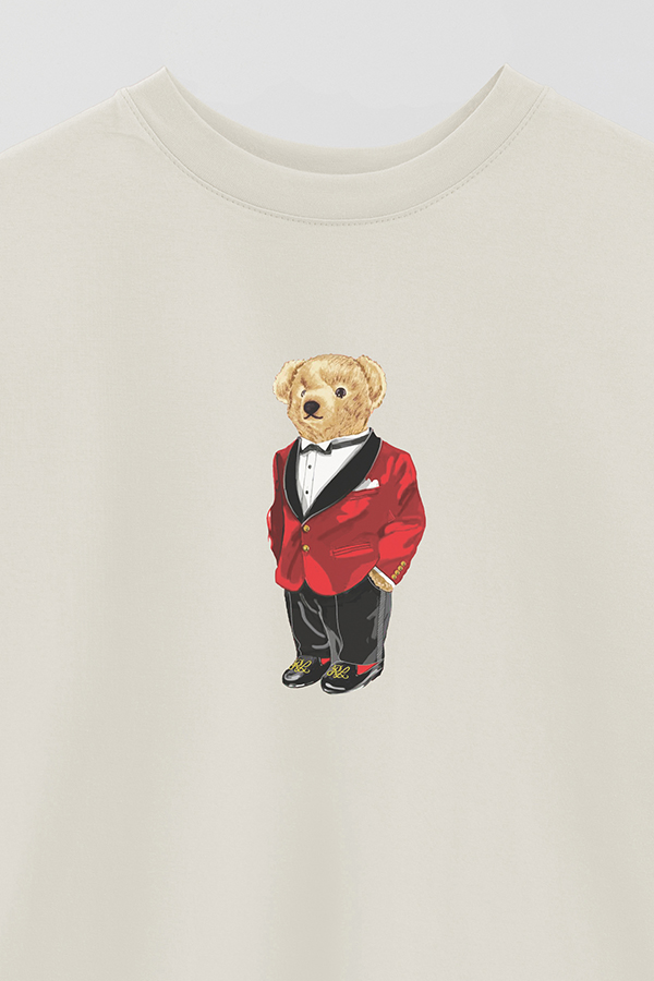 REMERA OVER ESTAMPADA UNISEX BEAR RED SUIT