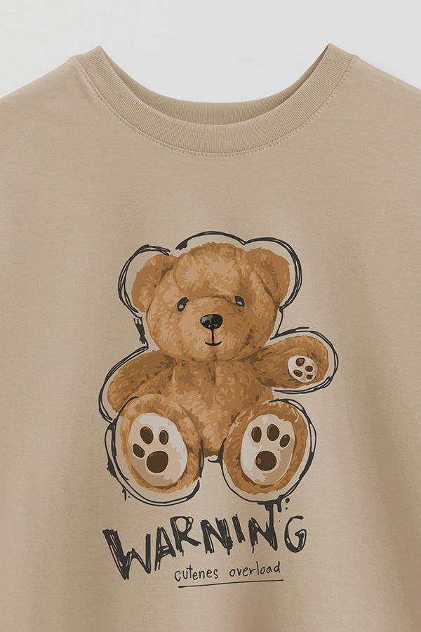 REMERA OVER ESTAMPADA UNISEX TEDDY WARNING