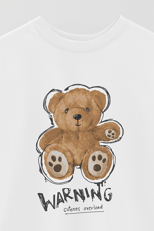 REMERA OVER ESTAMPADA UNISEX TEDDY WARNING
