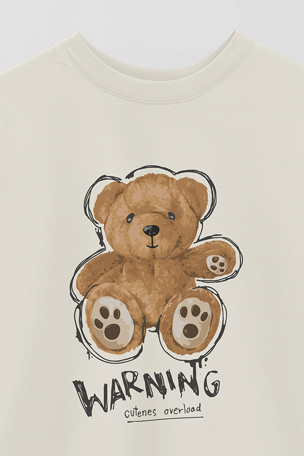 REMERA OVER ESTAMPADA UNISEX TEDDY WARNING