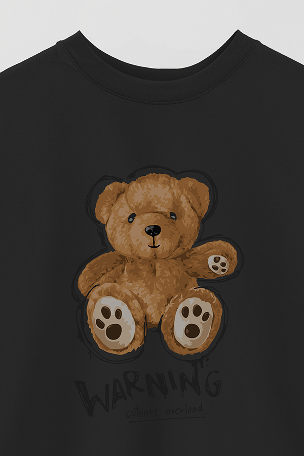 REMERA OVER ESTAMPADA UNISEX TEDDY WARNING