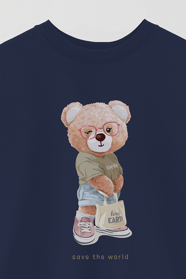 REMERA OVER ESTAMPADA UNISEX TEDDY SAVE THE WORLD