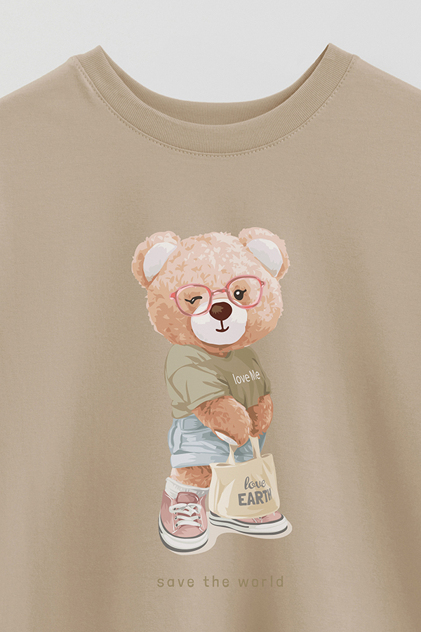 REMERA OVER ESTAMPADA UNISEX TEDDY SAVE THE WORLD