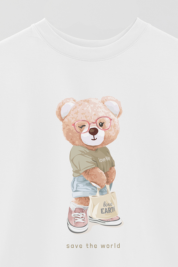 REMERA OVER ESTAMPADA UNISEX TEDDY SAVE THE WORLD