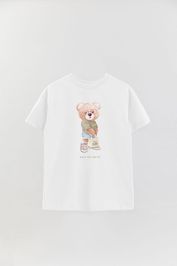 REMERA OVER ESTAMPADA UNISEX TEDDY SAVE THE WORLD