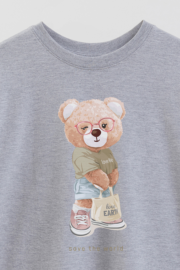 REMERA OVER ESTAMPADA UNISEX TEDDY SAVE THE WORLD