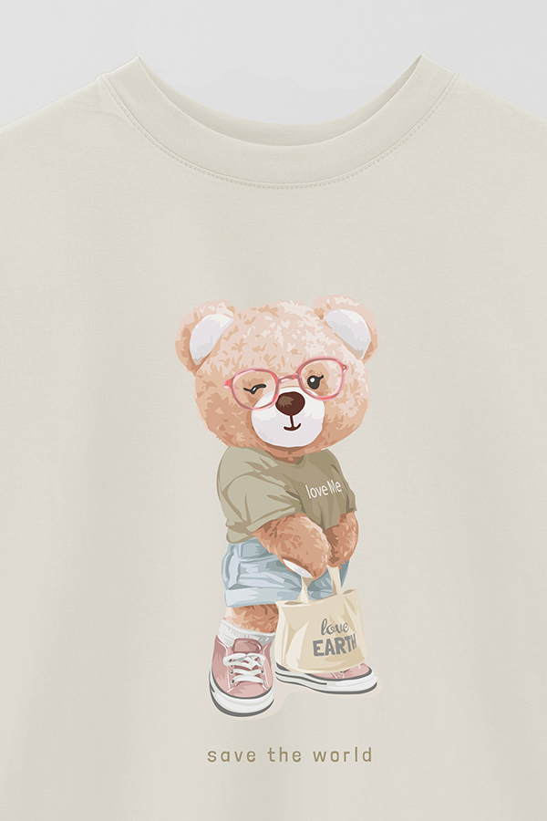 REMERA OVER ESTAMPADA UNISEX TEDDY SAVE THE WORLD