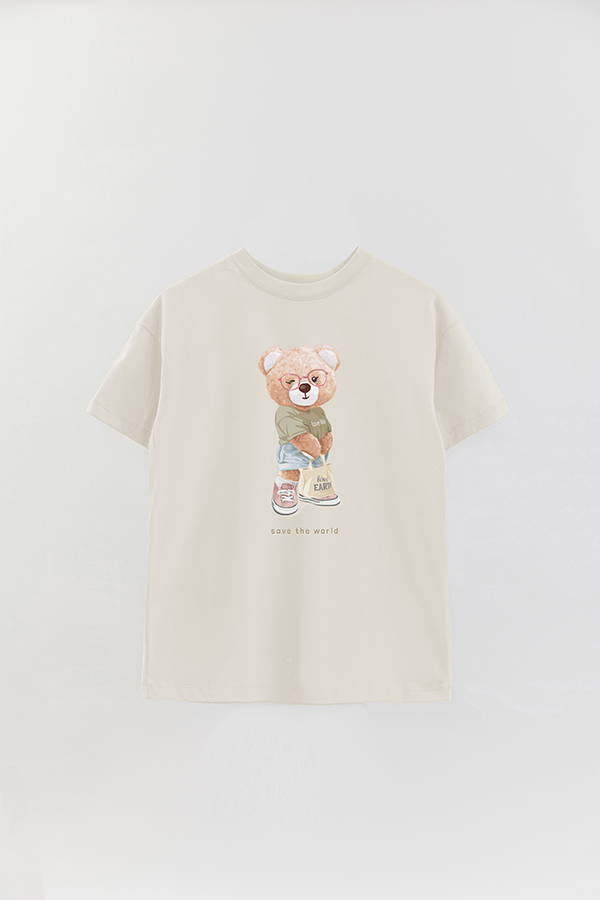 REMERA OVER ESTAMPADA UNISEX TEDDY SAVE THE WORLD