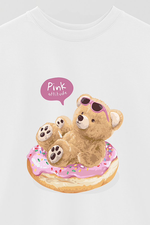 REMERA OVER ESTAMPADA UNISEX TEDDY SWEET PINK