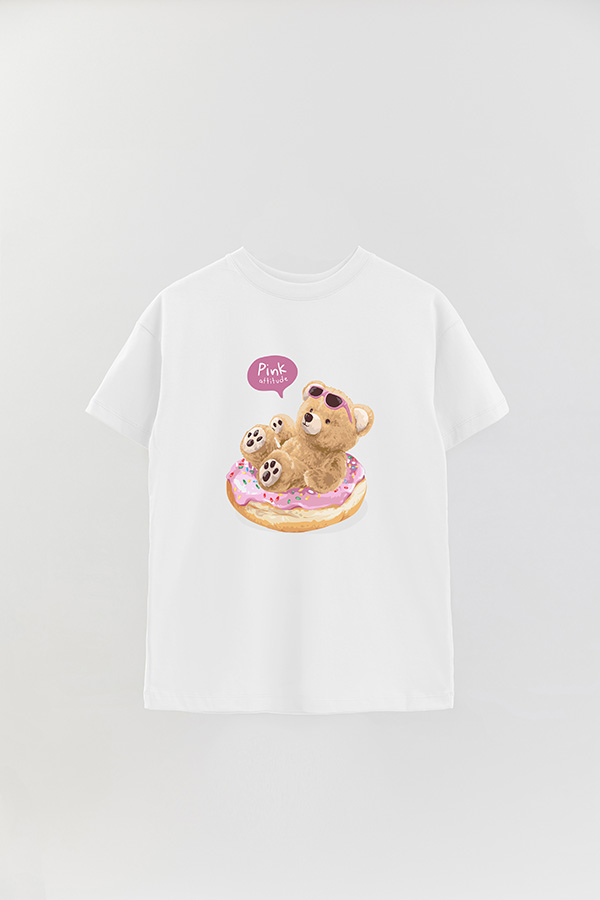 REMERA OVER ESTAMPADA UNISEX TEDDY SWEET PINK
