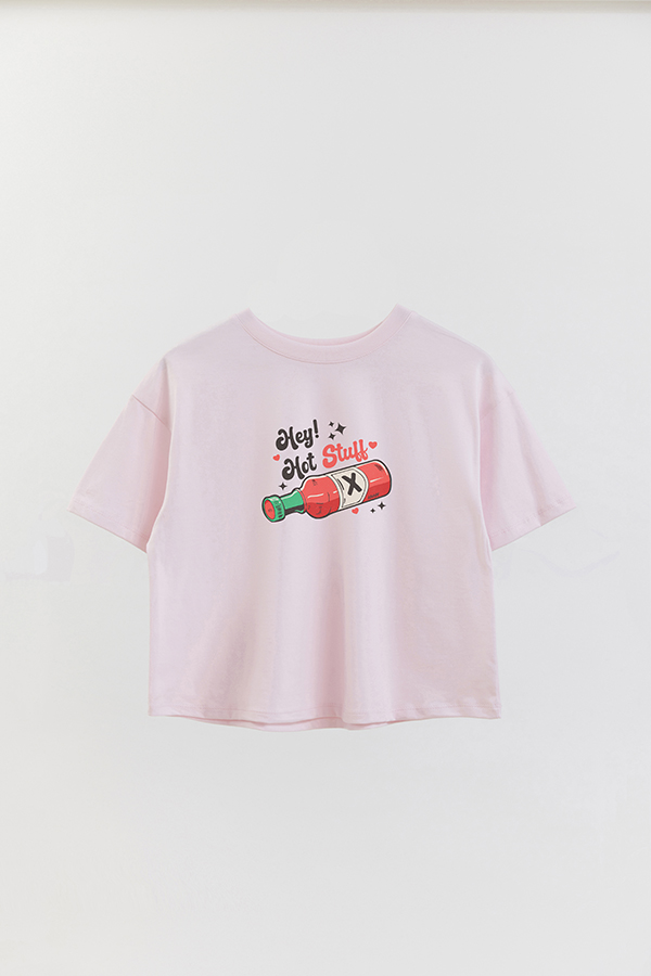 REMERA CROP ESTAMPADA FABULOUS VALENTINE HOT STUFF