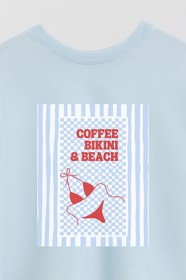 REMERA CROP ESTAMPADA BEACH BLUE COFFEE BIKINI