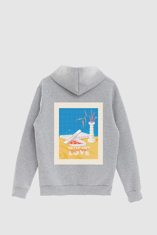 HOODIE ESTAMPADO POSTER NEVER MET A PIZZA