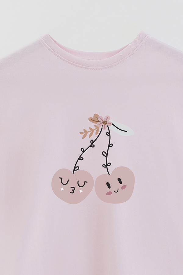 REMERA BASIC GIRL CUTE FRUITS CHERRIES