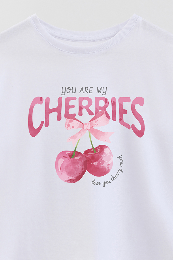 REMERA GIRL OVER CHERRIES