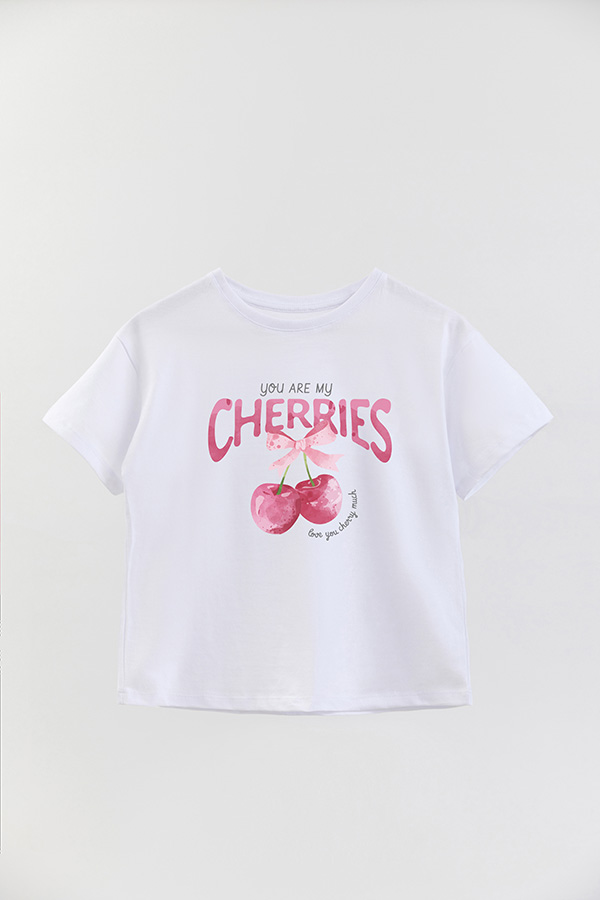 REMERA GIRL OVER CHERRIES