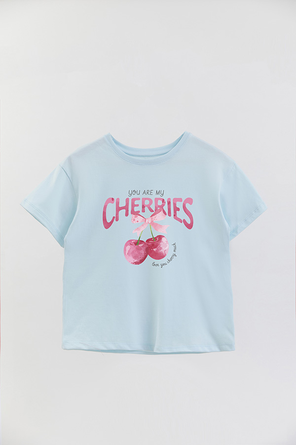 REMERA GIRL OVER CHERRIES